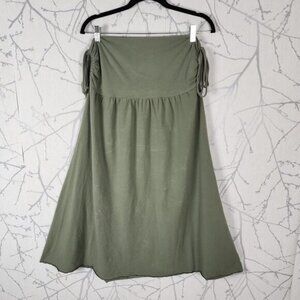 Of The Earth Green Organic Cotton Azlon Stretch Fit & Flare Midi Skirt